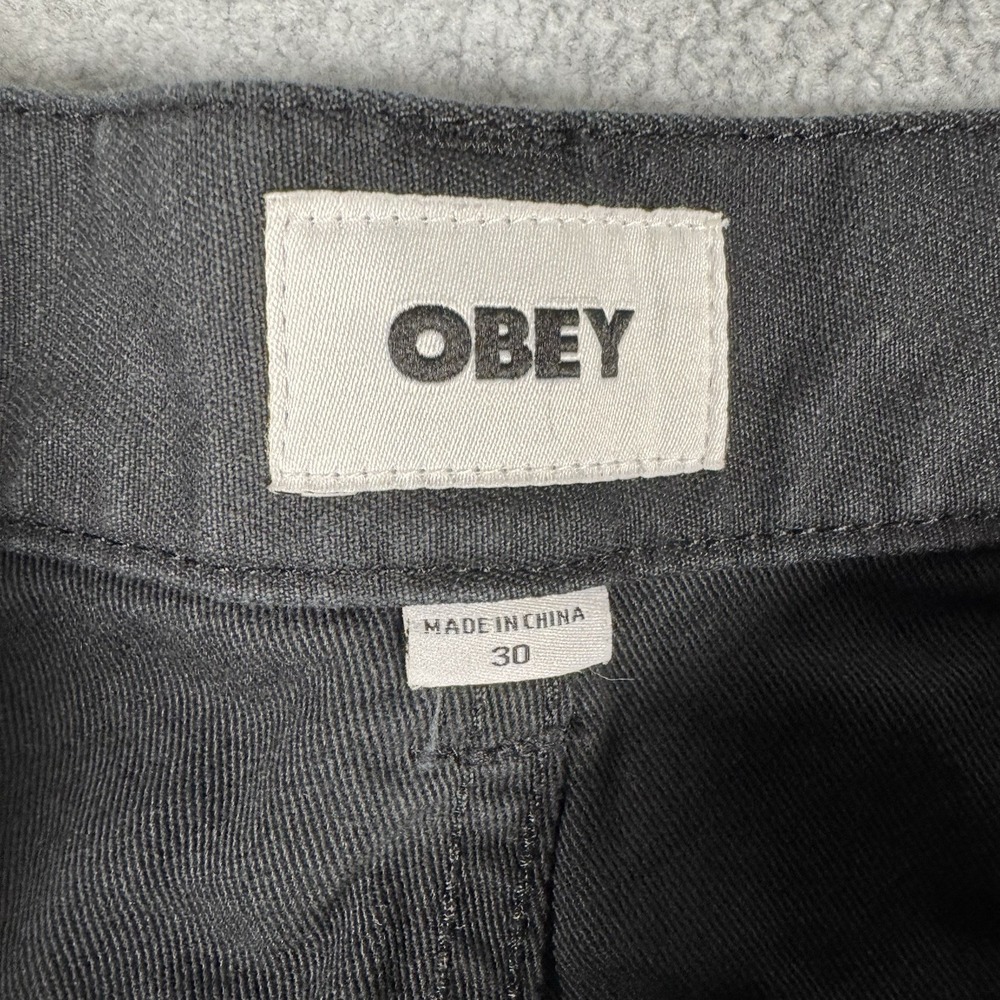 OBEY Carpenter Pants Men's 30 Black White Graphic Utility Workwear Streetwear - Picture 5 of 10